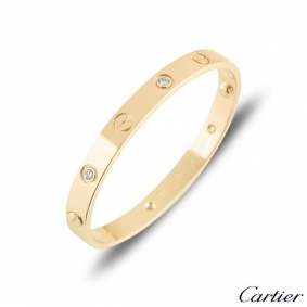 Cartier Yellow Gold Half Diamond Love Bracelet Size 18 B6035918 Cartier Yellow Gold Half Diamond Love Bracelet Size 18 B6035918